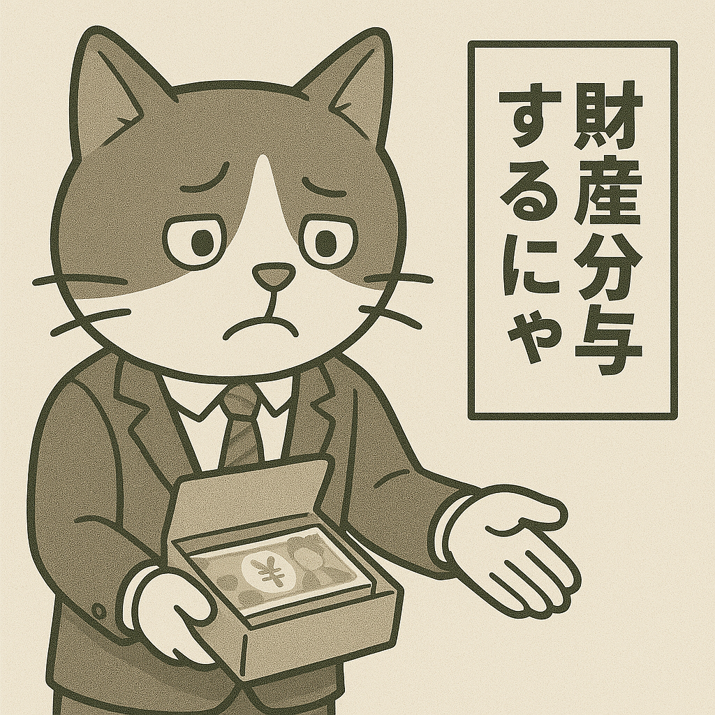 財産分与する猫のイラスト
